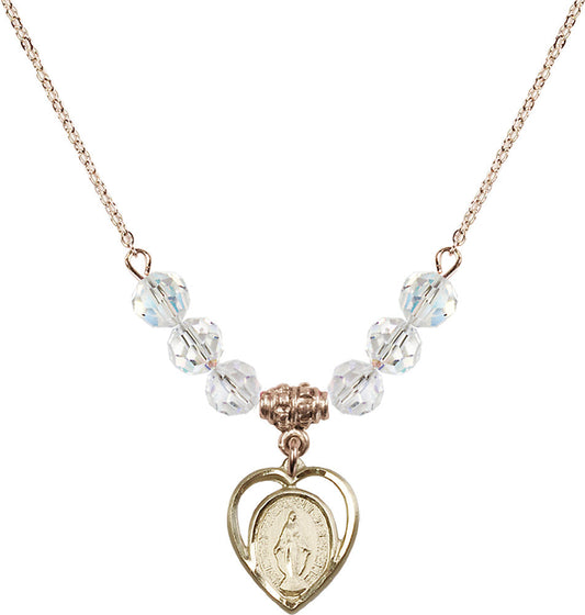 14kt Gold Filled Miraculous Birthstone Necklace with Crystal Beads - 4125
