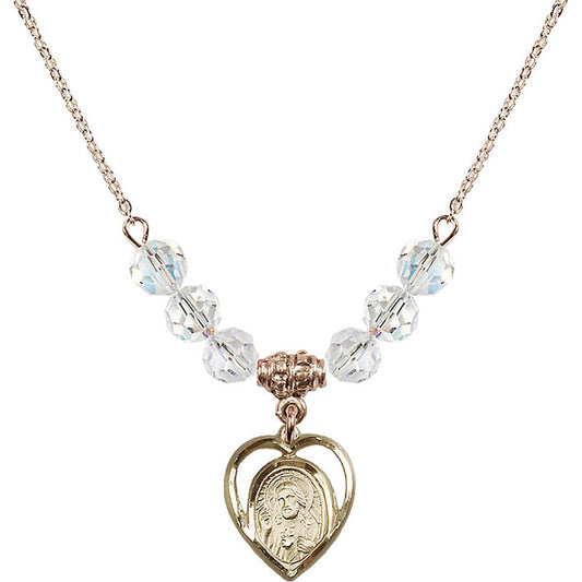 14kt Gold Filled Scapular Birthstone Necklace with Crystal Beads - 4126