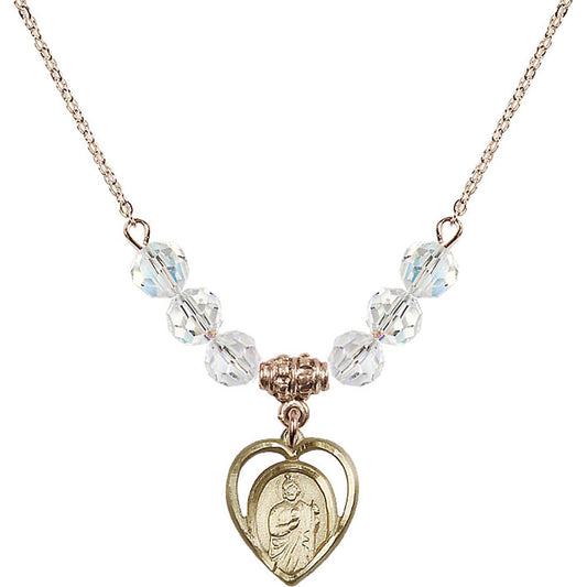 14kt Gold Filled Saint Jude Birthstone Necklace with Crystal Beads - 4128