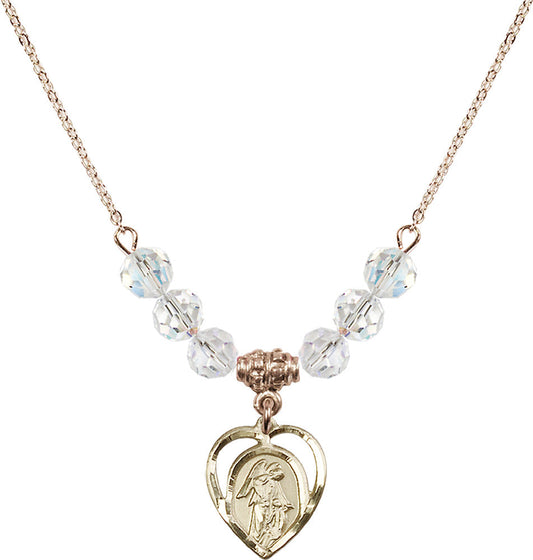 14kt Gold Filled Guardian Angel Birthstone Necklace with Crystal Beads - 4129