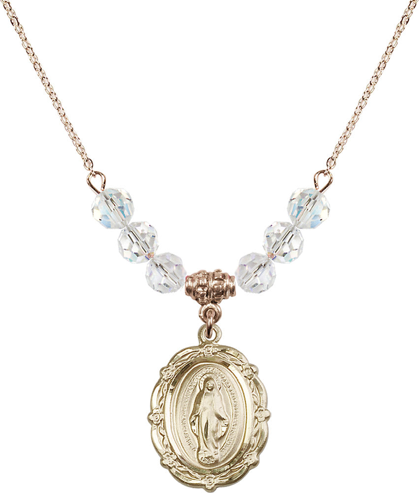 14kt Gold Filled Miraculous Birthstone Necklace with Crystal Beads - 4146