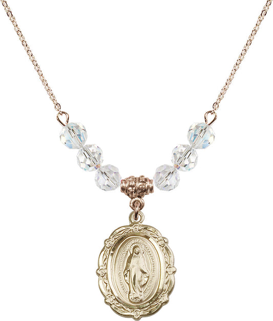 14kt Gold Filled Miraculous Birthstone Necklace with Crystal Beads - 4146