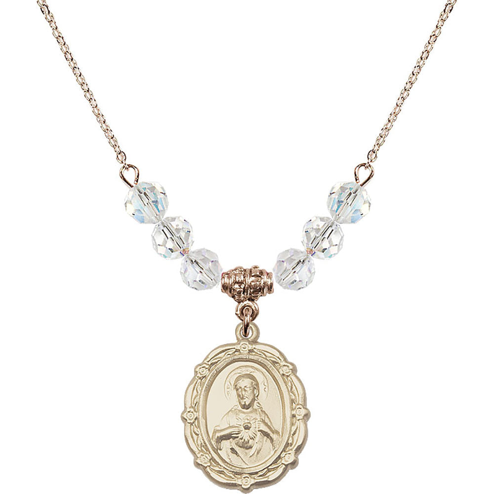 14kt Gold Filled Scapular Birthstone Necklace with Crystal Beads - 4146