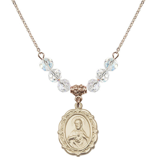 14kt Gold Filled Scapular Birthstone Necklace with Crystal Beads - 4146