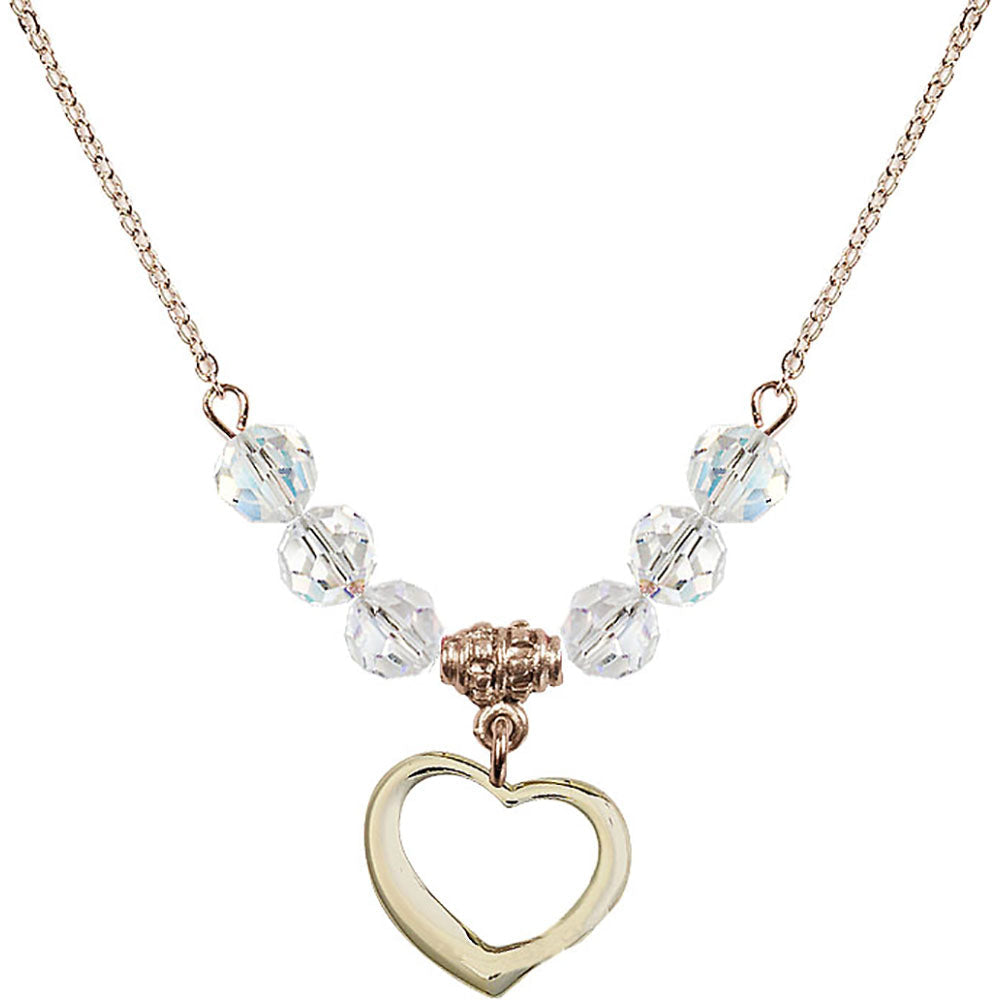 14kt Gold Filled Heart Birthstone Necklace with Crystal Beads - 4208