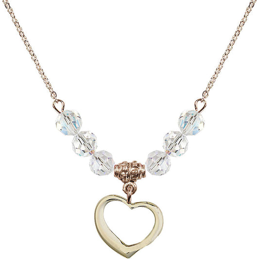 14kt Gold Filled Heart Birthstone Necklace with Crystal Beads - 4208