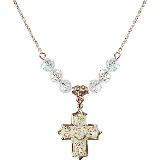 14kt Gold Filled 4-Way Birthstone Necklace with Crystal Beads - 4256