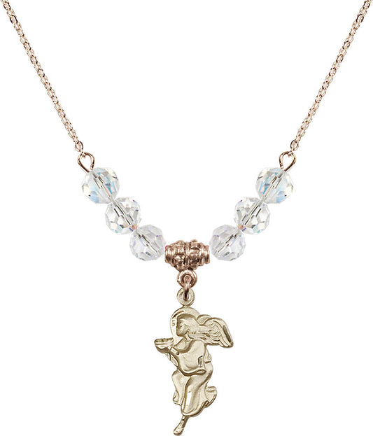 14kt Gold Filled Guardian Angel Birthstone Necklace with Crystal Beads - 4260