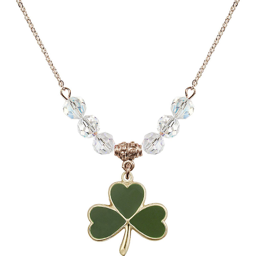 14kt Gold Filled Shamrock Birthstone Necklace with Crystal Beads - 5248
