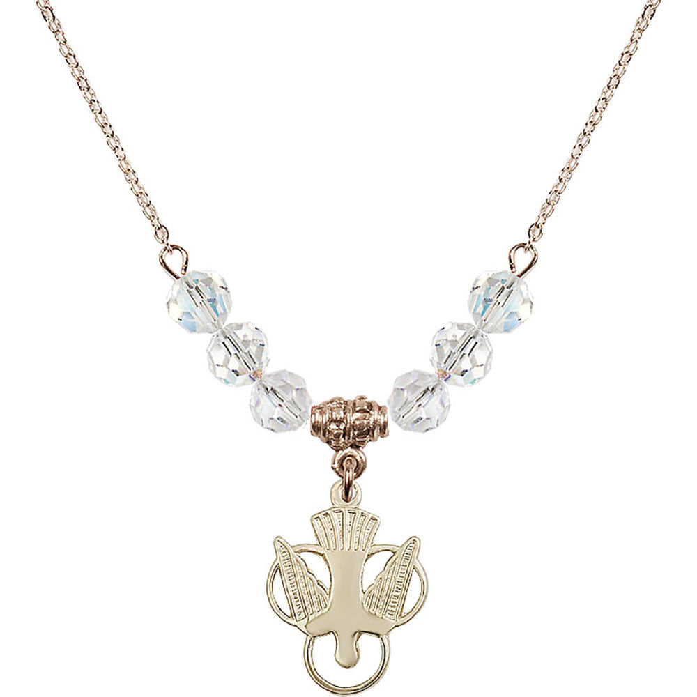 14kt Gold Filled Holy Spirit Birthstone Necklace with Crystal Beads - 5430