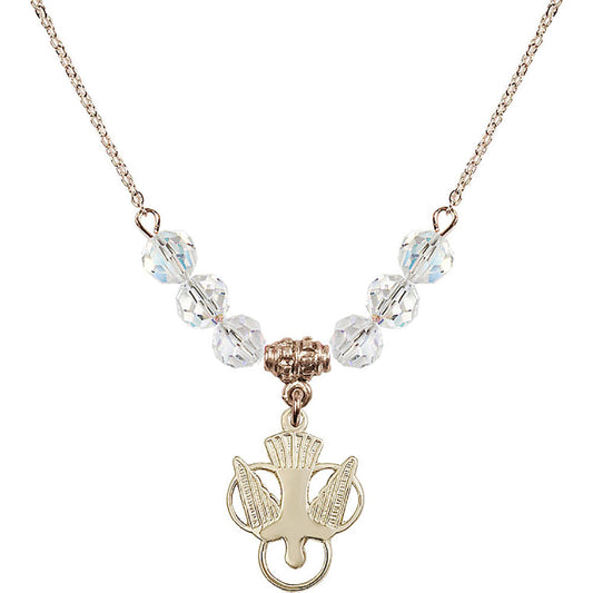 14kt Gold Filled Holy Spirit Birthstone Necklace with Crystal Beads - 5430