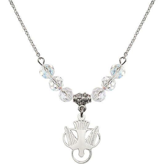 Sterling Silver Holy Spirit Birthstone Necklace with Crystal Beads - 5430