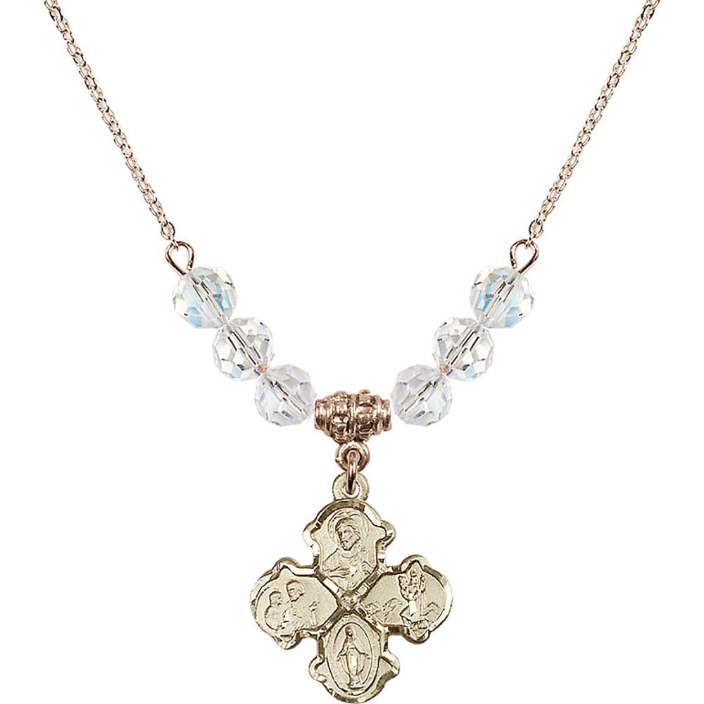 14kt Gold Filled 4-Way Birthstone Necklace with Crystal Beads - 5441