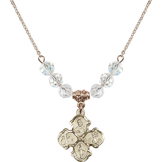 14kt Gold Filled 4-Way Birthstone Necklace with Crystal Beads - 5441