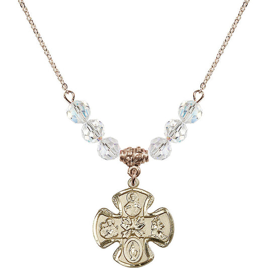 14kt Gold Filled 5-Way Birthstone Necklace with Crystal Beads - 5443