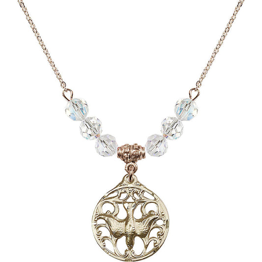 14kt Gold Filled Holy Spirit Birthstone Necklace with Crystal Beads - 5655