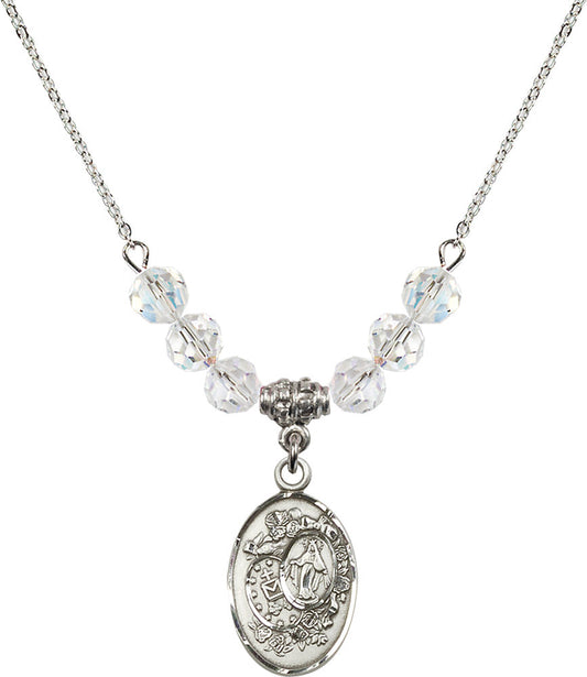 Sterling Silver Miraculous Birthstone Necklace with Crystal Beads - 5682