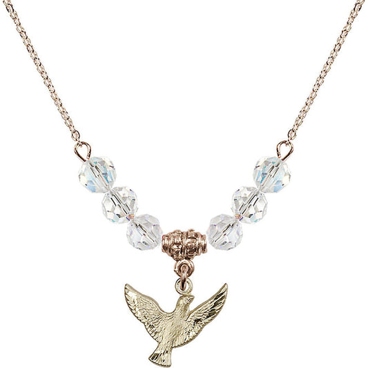 14kt Gold Filled Holy Spirit Birthstone Necklace with Crystal Beads - 5912