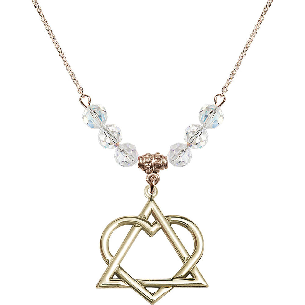 14kt Gold Filled Adoption Heart Birthstone Necklace with Crystal Beads - 6210