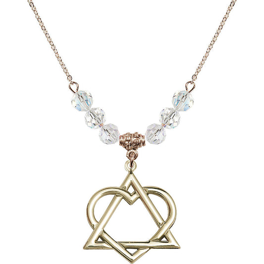 14kt Gold Filled Adoption Heart Birthstone Necklace with Crystal Beads - 6210