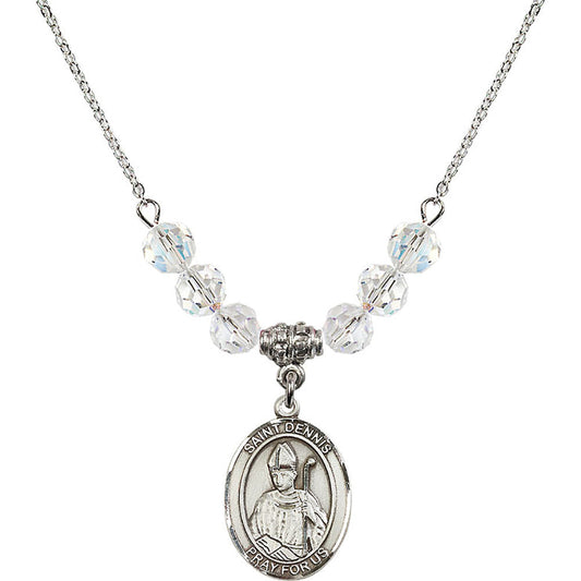 Sterling Silver Saint Dennis Birthstone Necklace with Crystal Beads - 8025