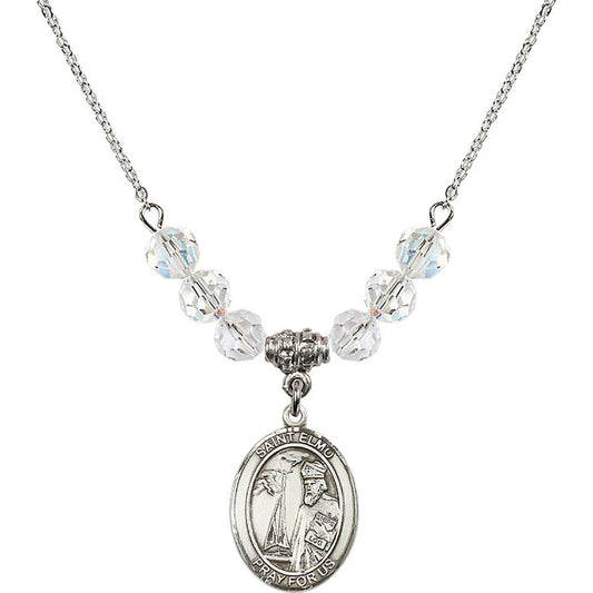 Sterling Silver Saint Elmo Birthstone Necklace with Crystal Beads - 8031