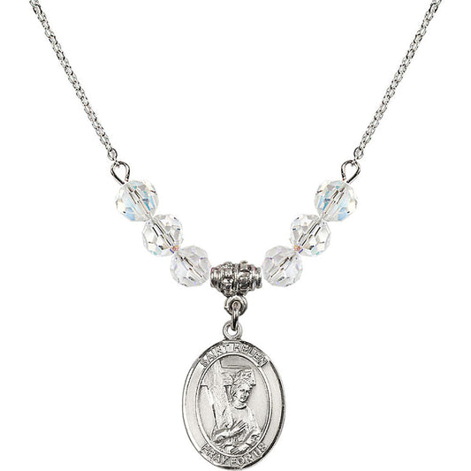 Sterling Silver Saint Helen Birthstone Necklace with Crystal Beads - 8043