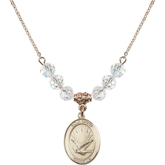 14kt Gold Filled Holy Spirit Birthstone Necklace with Crystal Beads - 8044