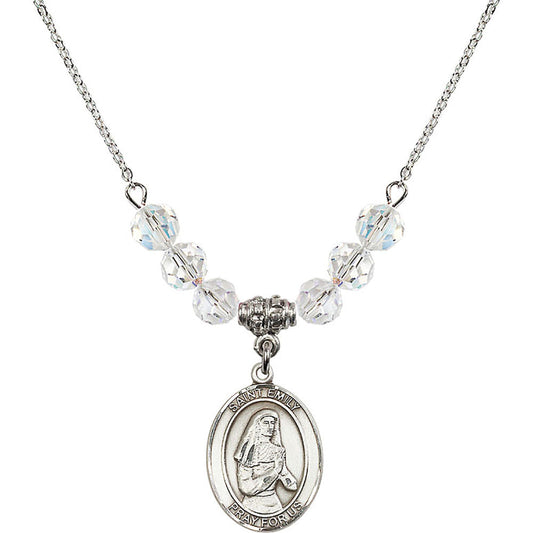 Sterling Silver Saint Emily de Vialar Birthstone Necklace with Crystal Beads - 8047