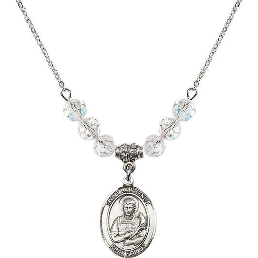 Sterling Silver Saint Lawrence Birthstone Necklace with Crystal Beads - 8063