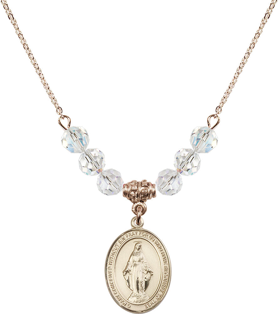 14kt Gold Filled Miraculous Birthstone Necklace with Crystal Beads - 8078