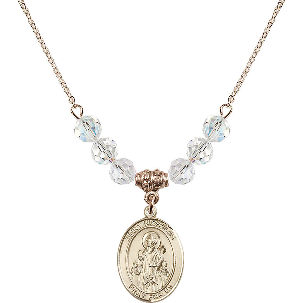 14kt Gold Filled Saint Nicholas Birthstone Necklace with Crystal Beads - 8080