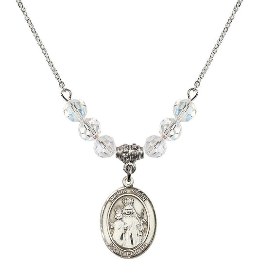 Sterling Silver Maria Stein Birthstone Necklace with Crystal Beads - 8133