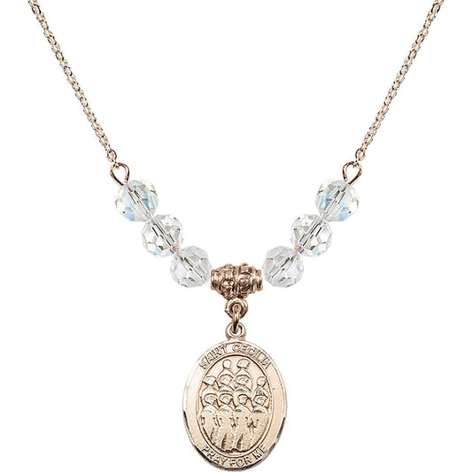 14kt Gold Filled Saint Cecilia / Choir Birthstone Necklace with Crystal Beads - 8180