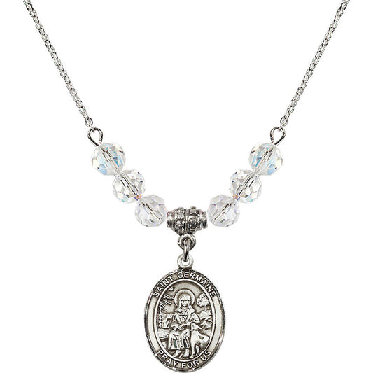 Sterling Silver Saint Germaine Cousin Birthstone Necklace with Crystal Beads - 8211