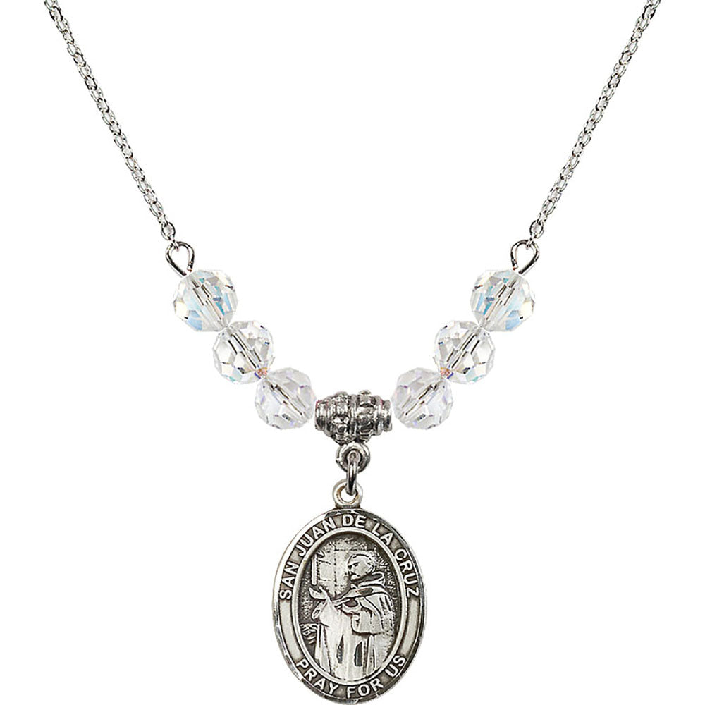 Sterling Silver San Juan de la Cruz Birthstone Necklace with Crystal Beads - 8232