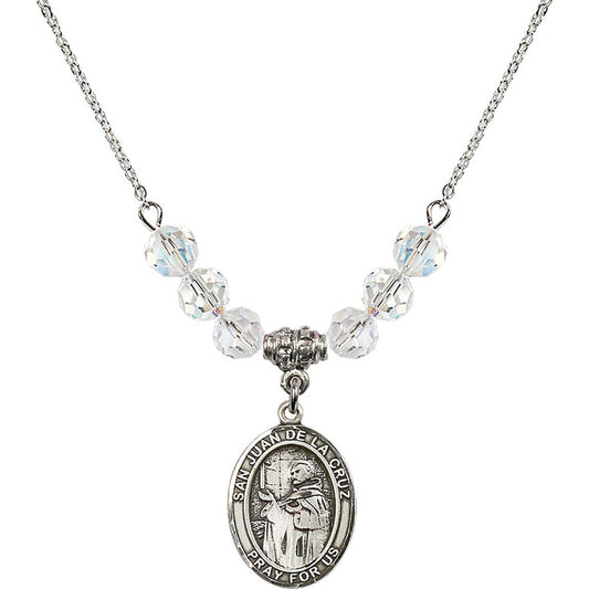 Sterling Silver San Juan de la Cruz Birthstone Necklace with Crystal Beads - 8232