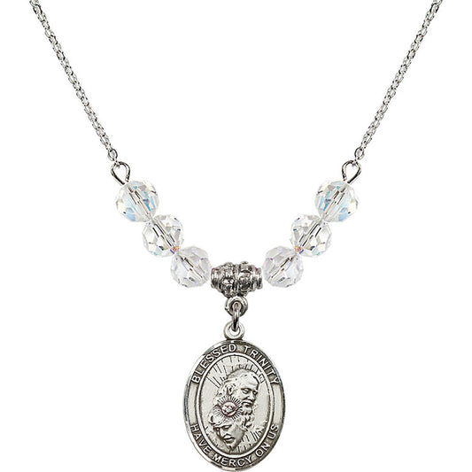 Sterling Silver Blessed Trinity Birthstone Necklace with Crystal Beads - 8249