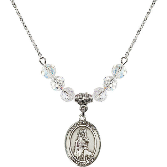 Sterling Silver Saint Rachel Birthstone Necklace with Crystal Beads - 8251