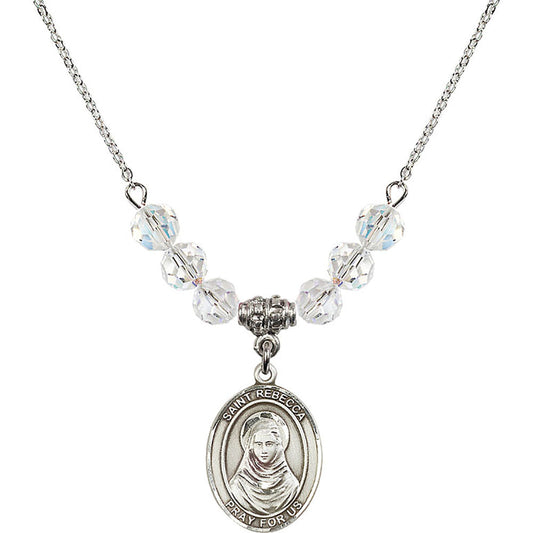Sterling Silver Saint Rebecca Birthstone Necklace with Crystal Beads - 8252