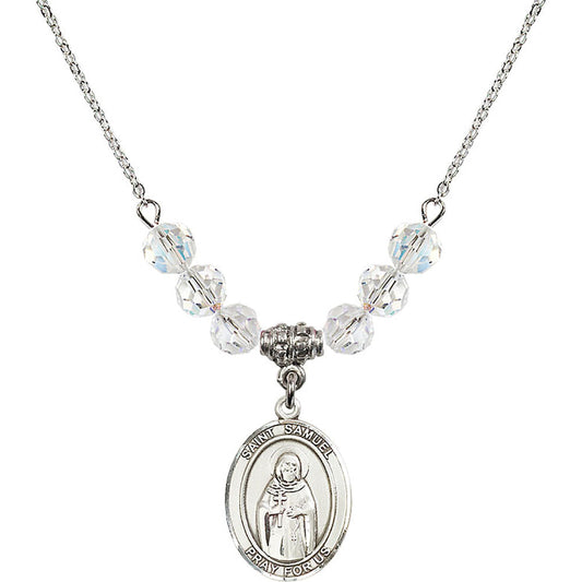 Sterling Silver Saint Samuel Birthstone Necklace with Crystal Beads - 8259