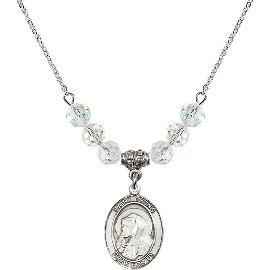 Sterling Silver Saint Bruno Birthstone Necklace with Crystal Beads - 8270