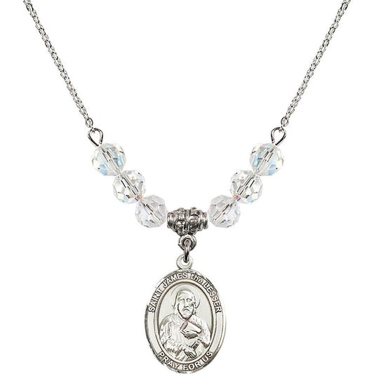 Sterling Silver Saint James the Lesser Birthstone Necklace with Crystal Beads - 8277