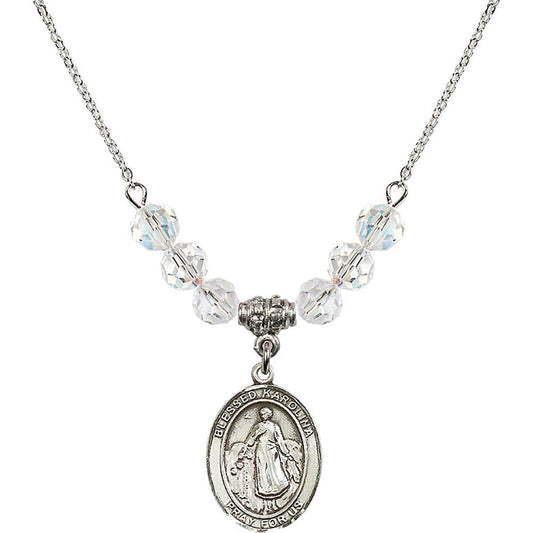 Sterling Silver Blessed Karolina Kozkowna Birthstone Necklace with Crystal Beads - 8283