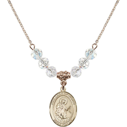 14kt Gold Filled Our Lady of Mercy Birthstone Necklace with Crystal Beads - 8289