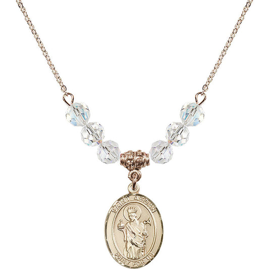 14kt Gold Filled Saint Aedan of Ferns Birthstone Necklace with Crystal Beads - 8293
