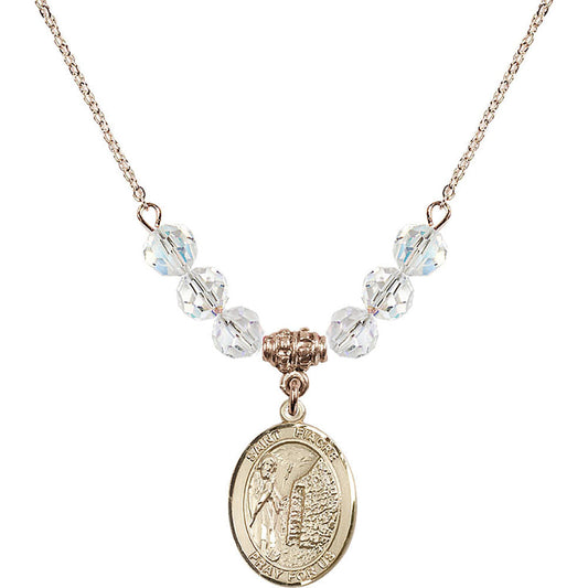14kt Gold Filled Saint Fiacre Birthstone Necklace with Crystal Beads - 8298