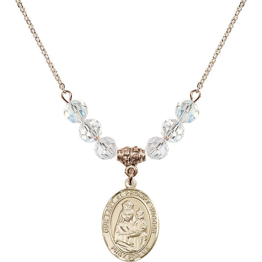 14kt Gold Filled Our Lady of Prompt Succor Birthstone Necklace with Crystal Beads - 8299