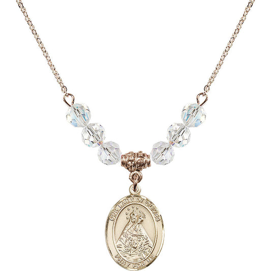 14kt Gold Filled Our Lady of Olives Birthstone Necklace with Crystal Beads - 8303