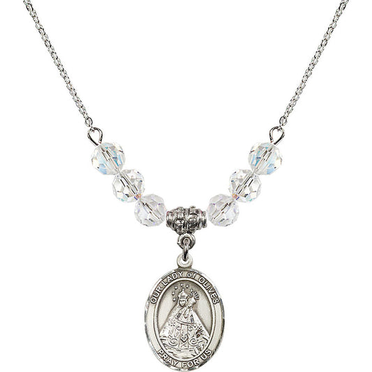 Sterling Silver Our Lady of Olives Birthstone Necklace with Crystal Beads - 8303